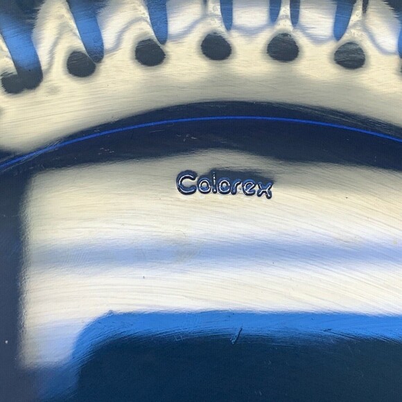 Colorex Cobalt Blue Dinner Glass Plates Fluted Edge Scalloped Brazil Lot of 2 - Picture 4 of 10